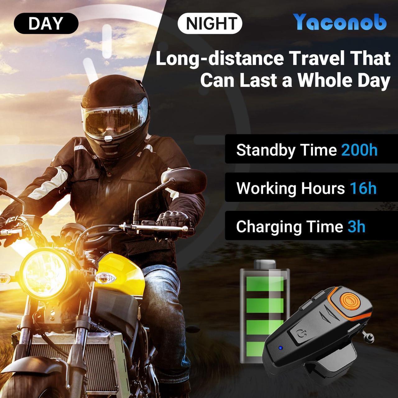 Alt view image 5 of 5 - Yaconob Motorcycle Bluetooth Intercom,Bt-S2ns 1000m Helmet Headset, Connect Up to Three People Two People Talk At The Same Time, Upgraded Version (1pack)