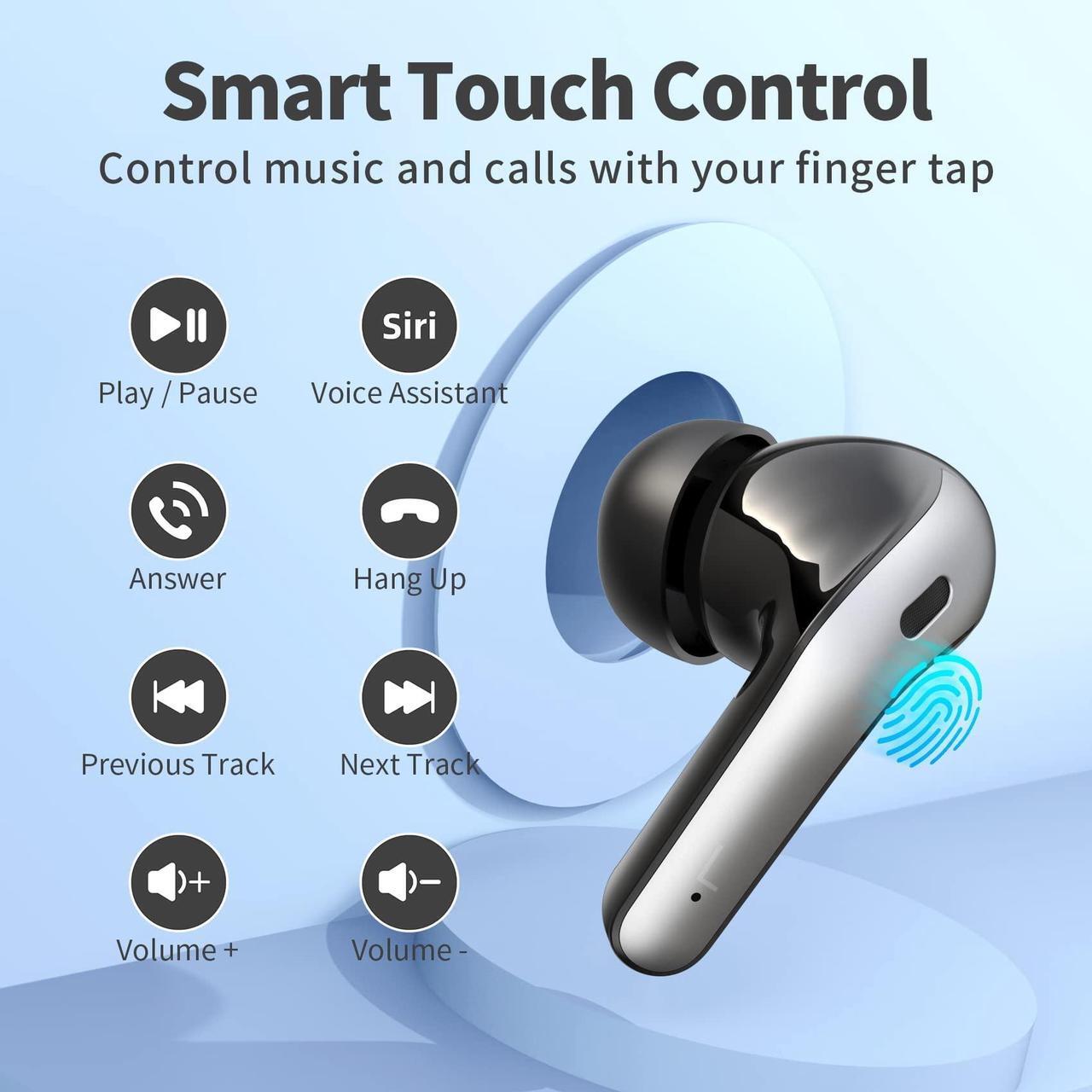 Alt view image 4 of 5 - TAGRY 2 Sets X08 Purple and Black Bluetooth Headphones True Wireless Earbuds 60H Playback Ear Buds with Wireless Charging Case in-Ear Earbuds with Mic