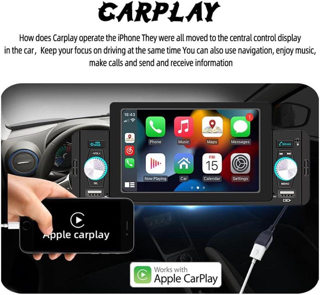 Alt view image 2 of 5 - Single Din Car Stereo with Apple Carplay & Android Auto, 5 Inch HD Touch Screen Car Stereo with Bluetooth/FM/USB/SD Port, FM Car Radio Receiver Support Reversing Image