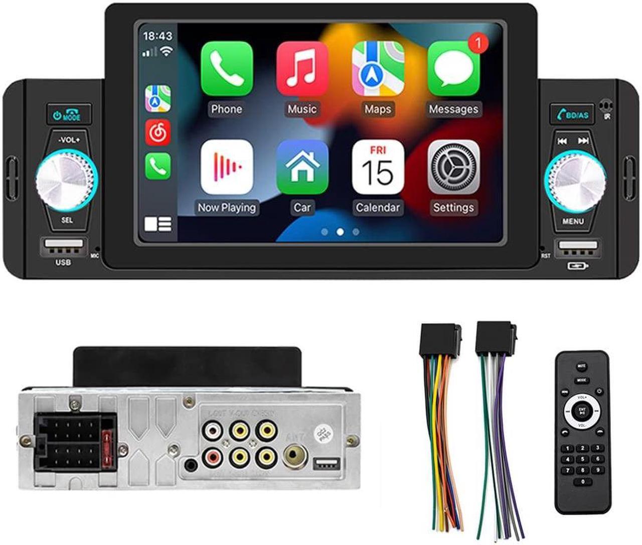 Main image of Single Din Car Stereo with Apple Carplay & Android Auto, 5 Inch HD Touch Screen Car Stereo with Bluetooth/FM/USB/SD Port, FM Car Radio Receiver Support Reversing Image