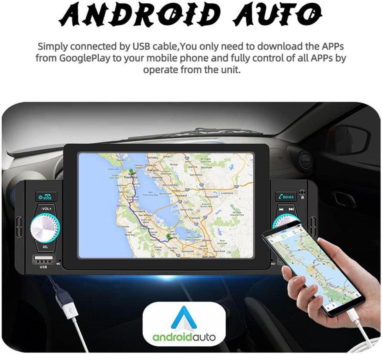 Alt view image 3 of 5 - Single Din Car Stereo with Apple Carplay & Android Auto, 5 Inch HD Touch Screen Car Stereo with Bluetooth/FM/USB/SD Port, FM Car Radio Receiver Support Reversing Image