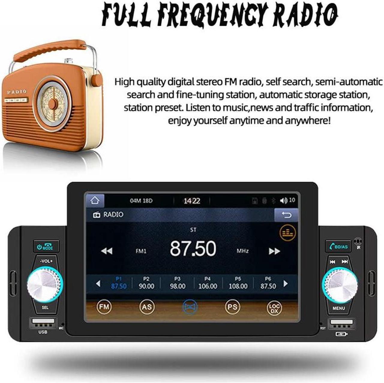 Alt view image 5 of 5 - Single Din Car Stereo with Apple Carplay & Android Auto, 5 Inch HD Touch Screen Car Stereo with Bluetooth/FM/USB/SD Port, FM Car Radio Receiver Support Reversing Image