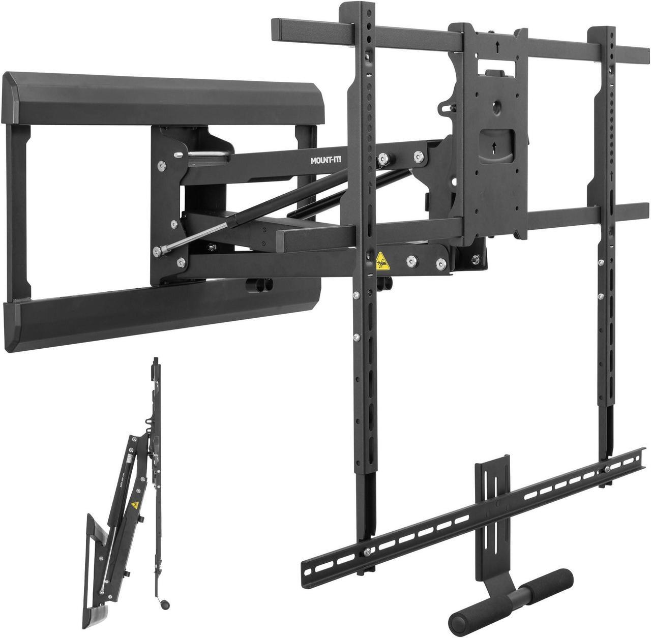 Main image of Mount-It! Fireplace Mantel TV Wall Mount, above Fireplace Drop Down TV Mount, Pull Down TV Mantle Mount with Spring Assist, TV Sizes 65-85 inches with VESA from 100x100 to 800x500, max 110 lb Weight