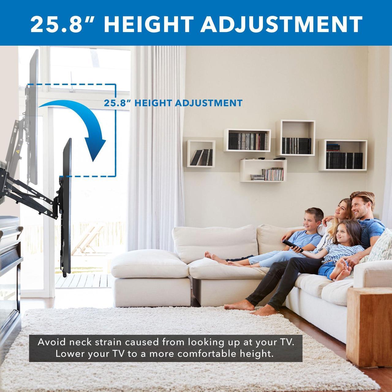 Alt view image 3 of 5 - Mount-It! Fireplace Mantel TV Wall Mount, above Fireplace Drop Down TV Mount, Pull Down TV Mantle Mount with Spring Assist, TV Sizes 65-85 inches with VESA from 100x100 to 800x500, max 110 lb Weight