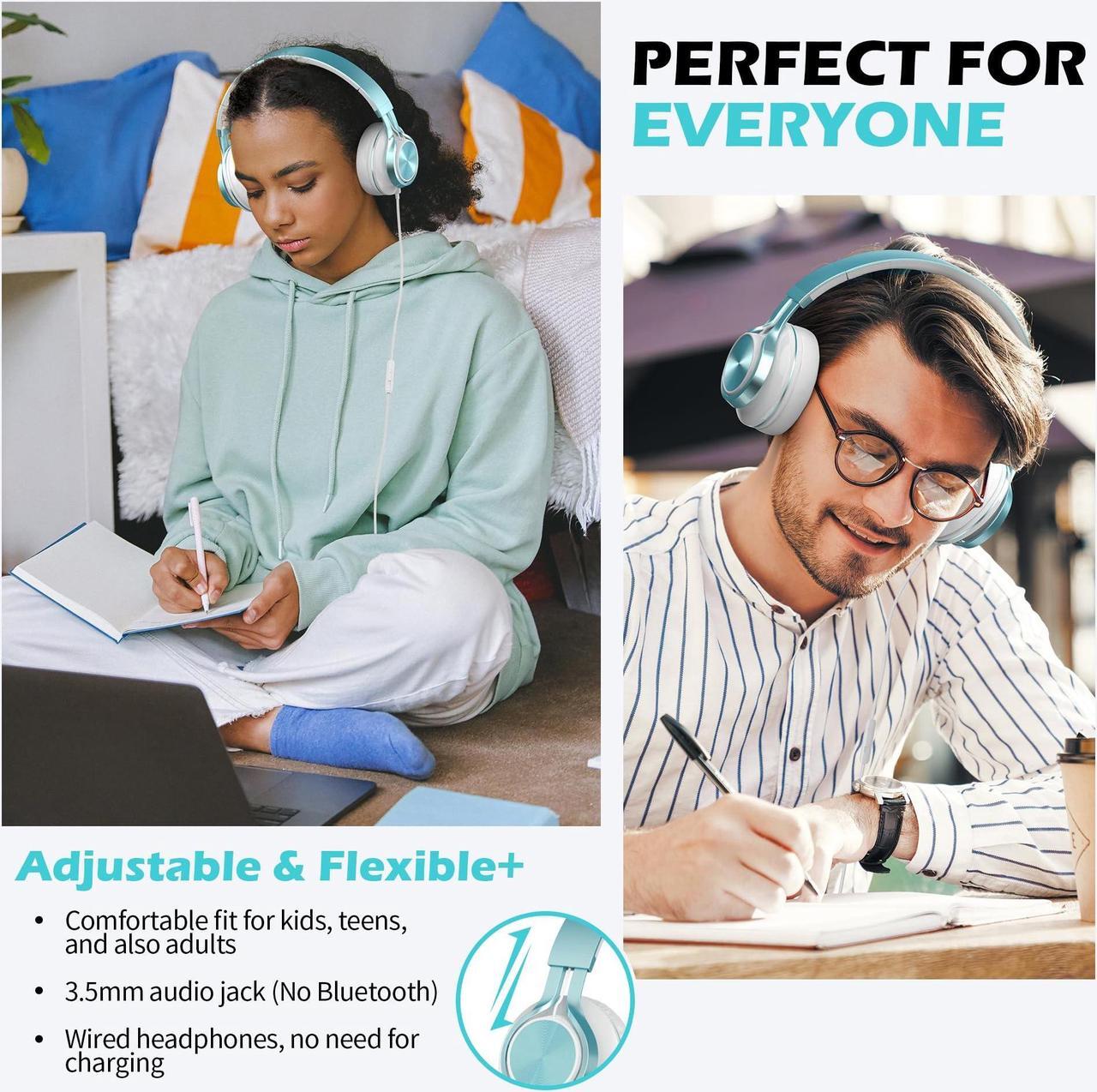 Alt view image 2 of 5 - AILIHEN C8 Headphones Wired, On-Ear Headphones with Microphone and Volume Control, Corded 3.5mm Headset for Boys Girl School Smartphones Chromebook Laptop Computer Tablets Airplane Travel (Lime Green)