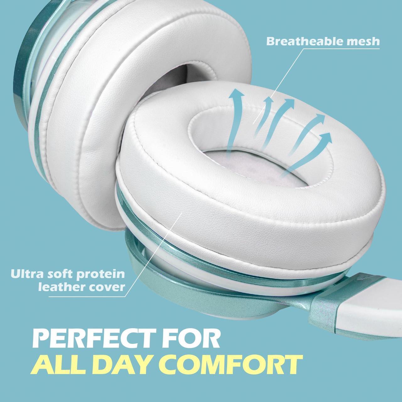 Alt view image 3 of 5 - AILIHEN C8 Headphones Wired, On-Ear Headphones with Microphone and Volume Control, Corded 3.5mm Headset for Boys Girl School Smartphones Chromebook Laptop Computer Tablets Airplane Travel (Lime Green)