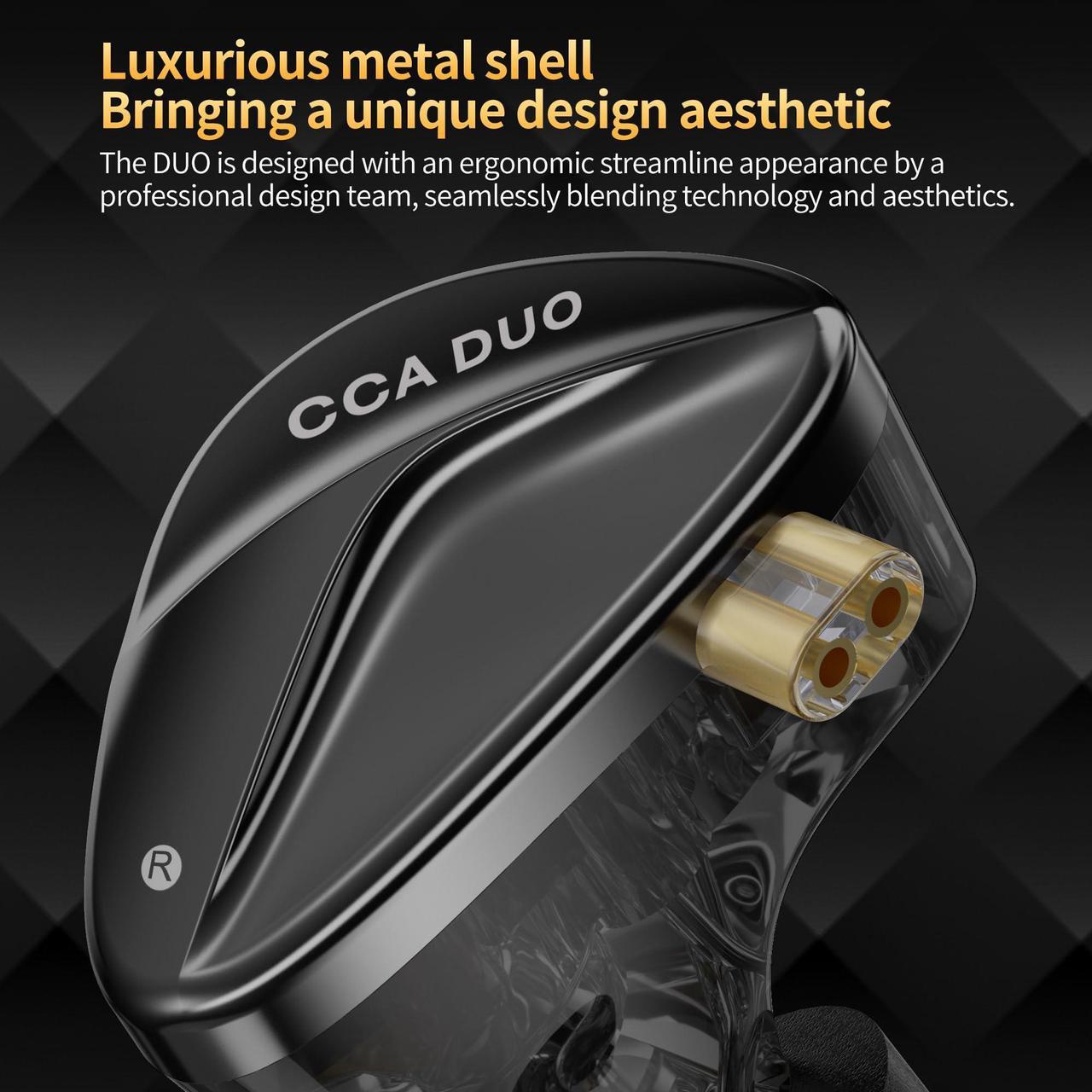Alt view image 3 of 5 - CCA Duo in Ear Monitor Earphone with Microphone,Dual-Dynamic Drivers HiFi Stereo Noise Isolating IEM Wired Earbuds Headphones with Tangle-Free Removable Cord for Singer Musician Audiophile(with Mic)