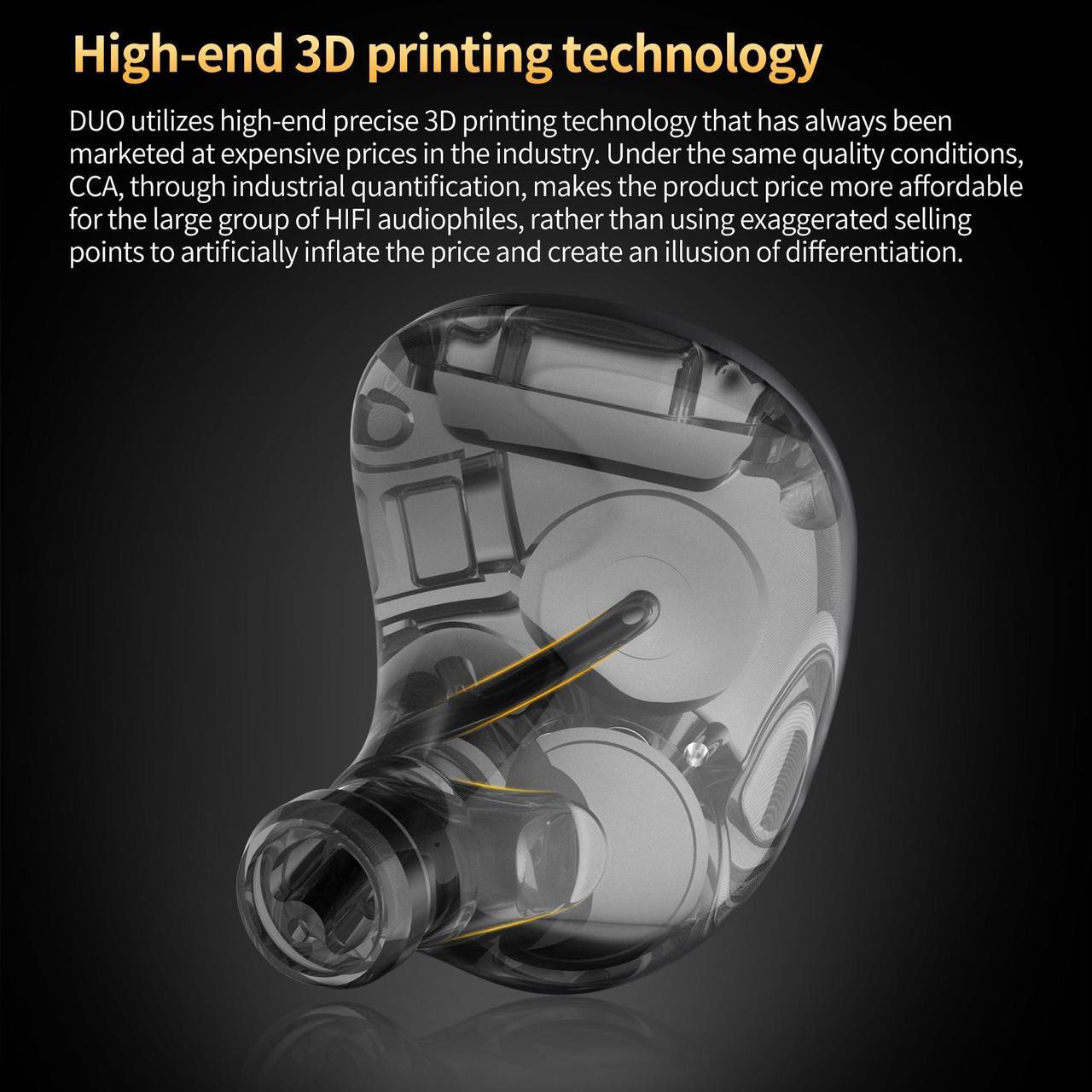 Alt view image 4 of 5 - CCA Duo in Ear Monitor Earphone with Microphone,Dual-Dynamic Drivers HiFi Stereo Noise Isolating IEM Wired Earbuds Headphones with Tangle-Free Removable Cord for Singer Musician Audiophile(with Mic)