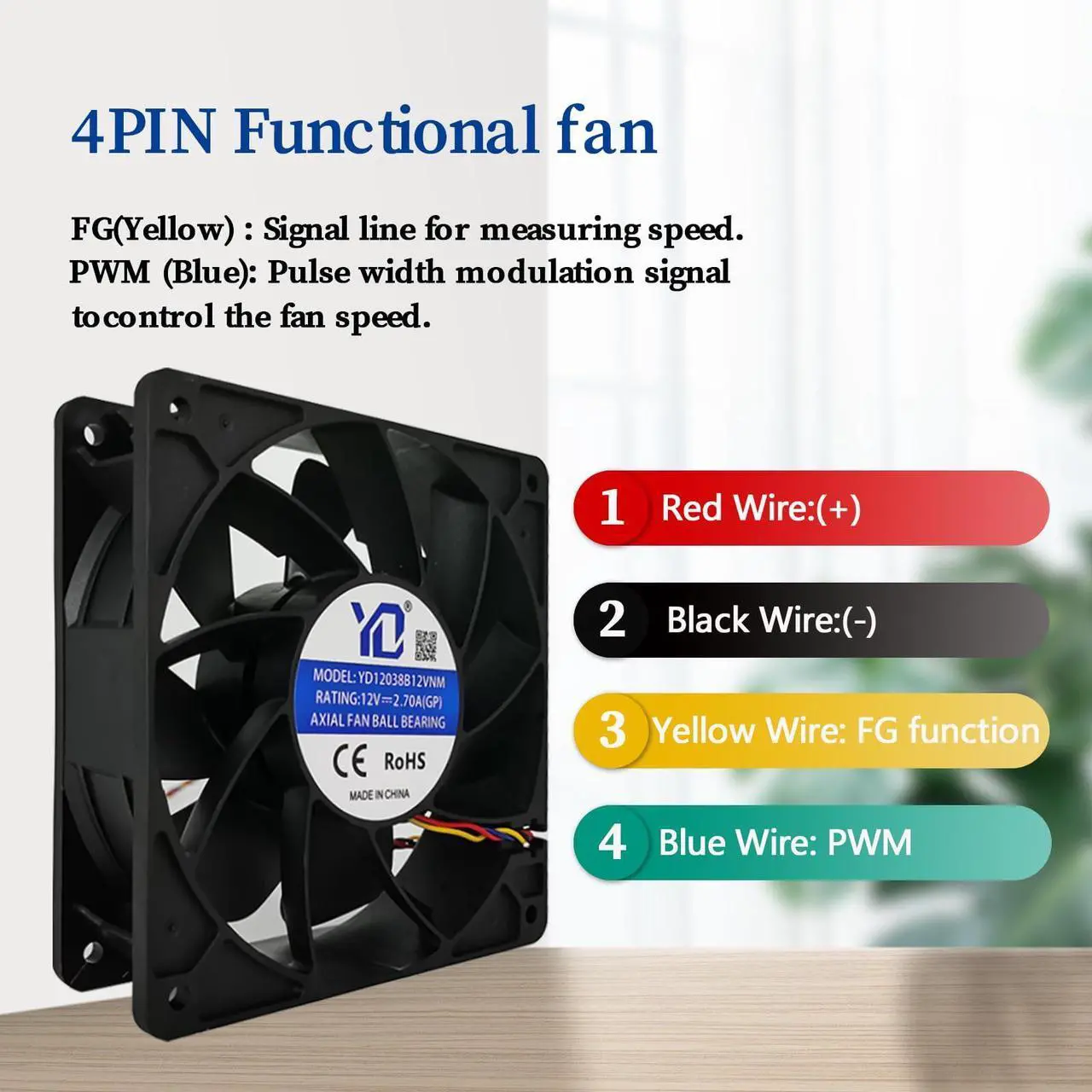 Alt view image 2 of 5 - Mining Fan for Antminer S19/S17+/T17/S9/S19J Miner Mining Machine, Ball Bearings 6000RPM High Speed Replacement Miner Cooling Fan,120x38mm, 4Pin, DC12V, 2.7A - 2 PACK