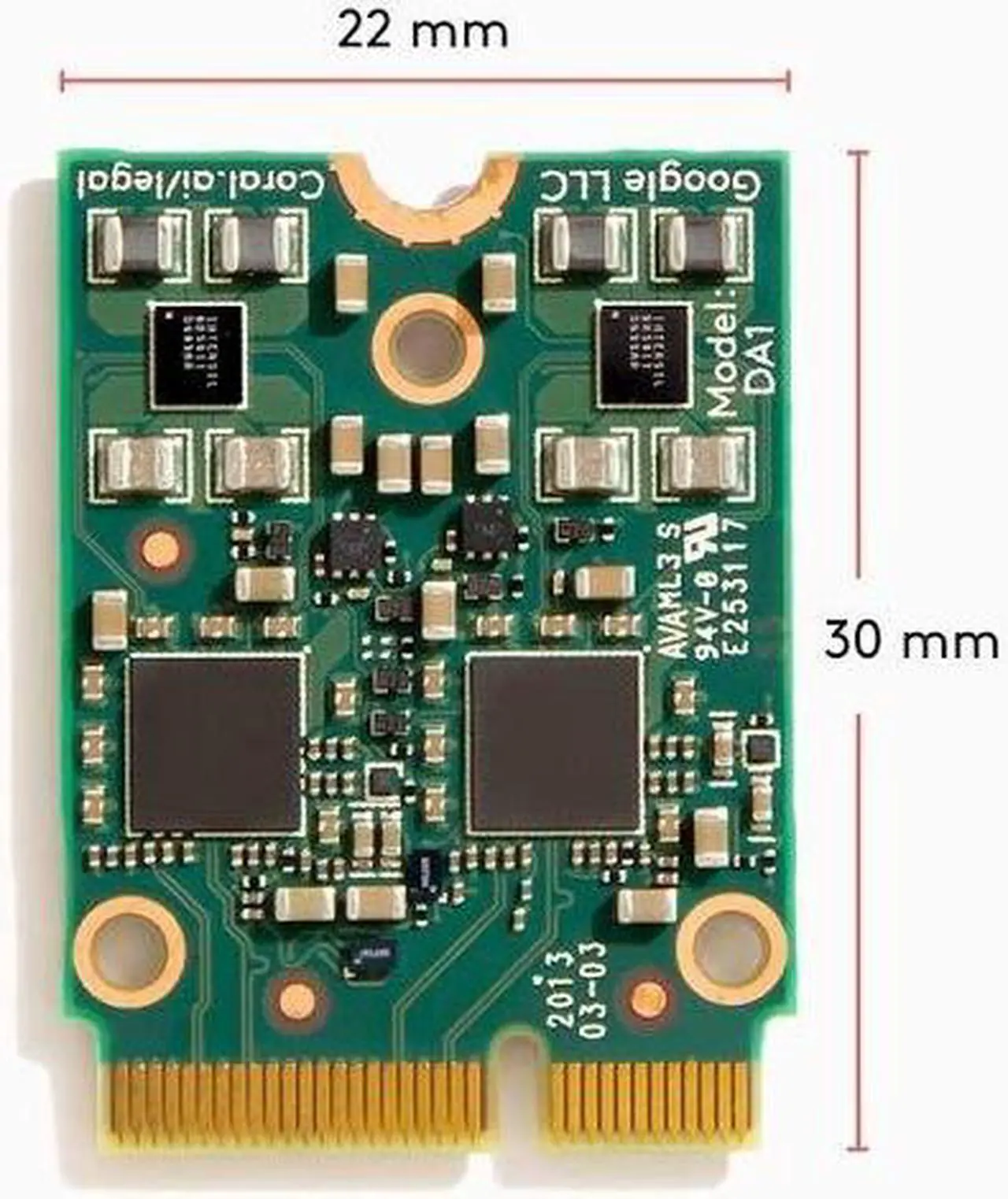 Alt view image 4 of 4 - M.2 Accelerator with Dual Edge TPU M.2-2230 (E-key)