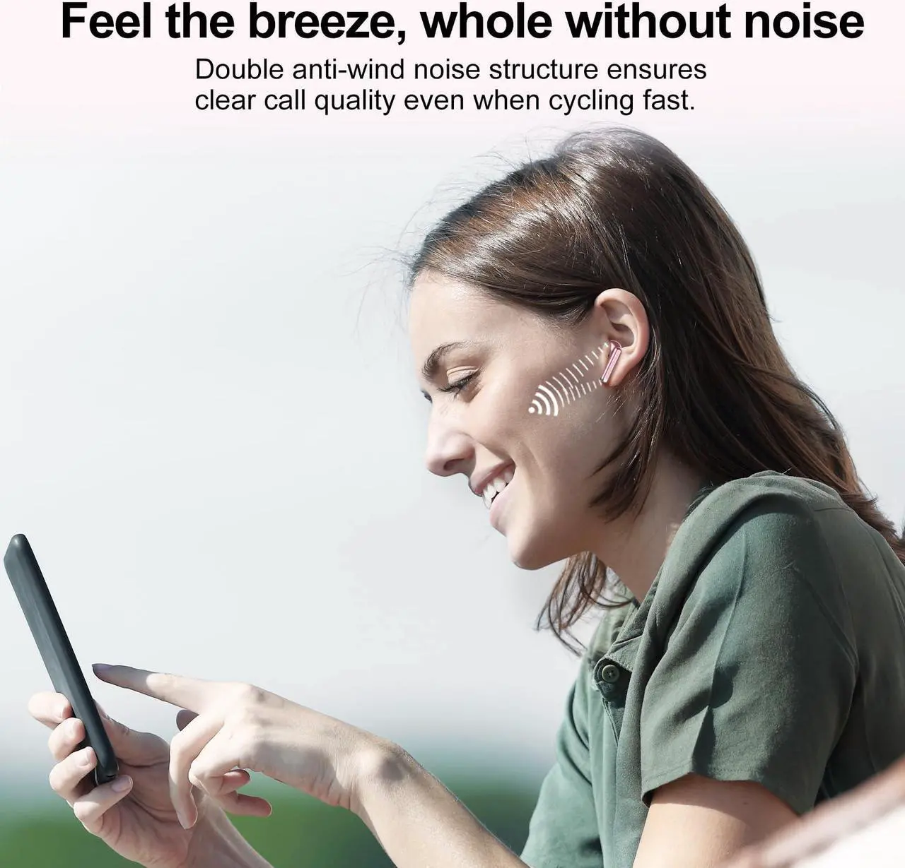 Alt view image 4 of 5 - Jesebang Wireless Earbuds, 2024 Bluetooth 5.3 Headphones, Stereo Earphones with ENC Mic, Wireless Headphones in Ear Earbuds with Dual LED Display, 30H Playtime, Gym IP7 Waterproof, Rose Gold