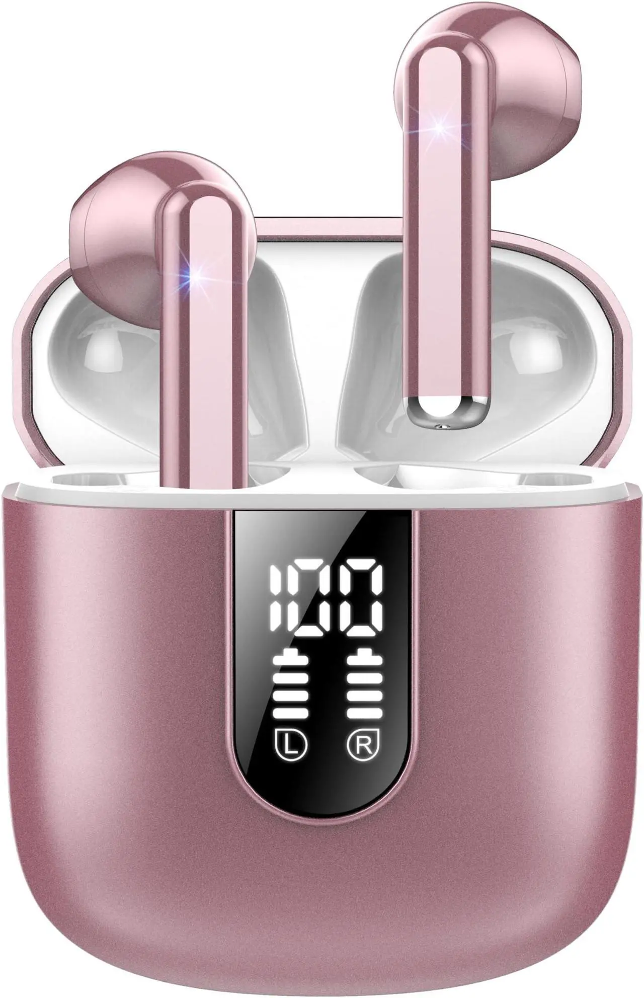 Main image of Jesebang Wireless Earbuds, 2024 Bluetooth 5.3 Headphones, Stereo Earphones with ENC Mic, Wireless Headphones in Ear Earbuds with Dual LED Display, 30H Playtime, Gym IP7 Waterproof, Rose Gold