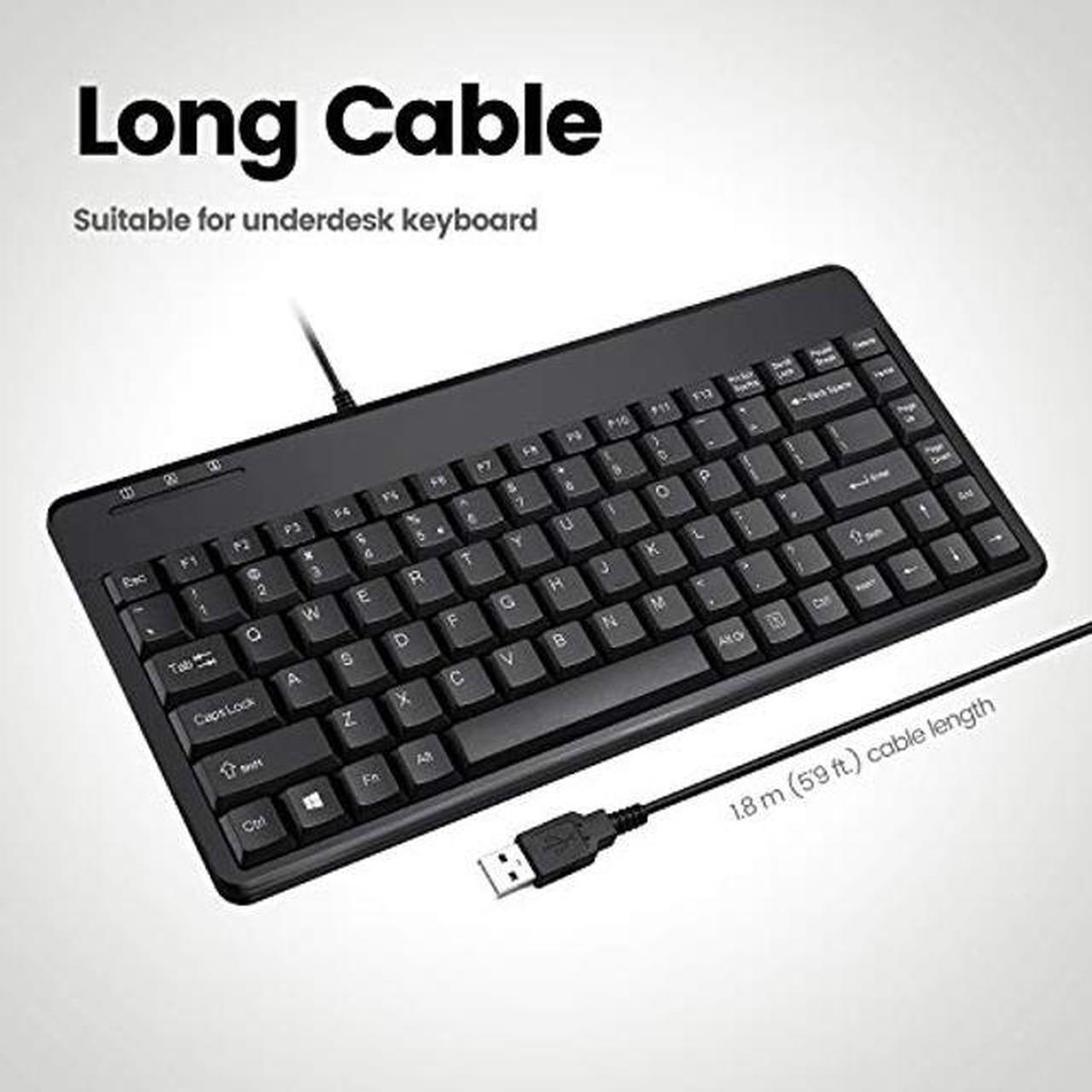 Alt view image 4 of 5 - Perixx PERIBOARD-409H Wired USB Mini Keyboard with 2 USB Hubs, Black, US English Layout