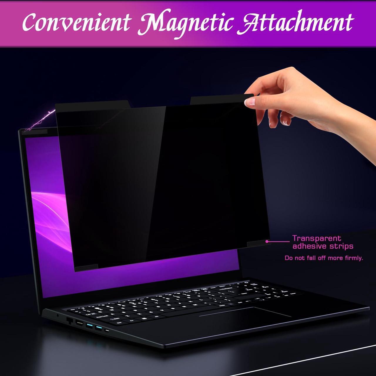Alt view image 2 of 5 - PYS Magnetic Laptop Privacy Screen 16 Inch 16:10 Ratio - Computer Monitor Screen Privacy Shield, Anti-Glare Blue Light Filter, Detachable Privacy Screen Protector for Lenovo Thinkpad, Hp Envy, Dell