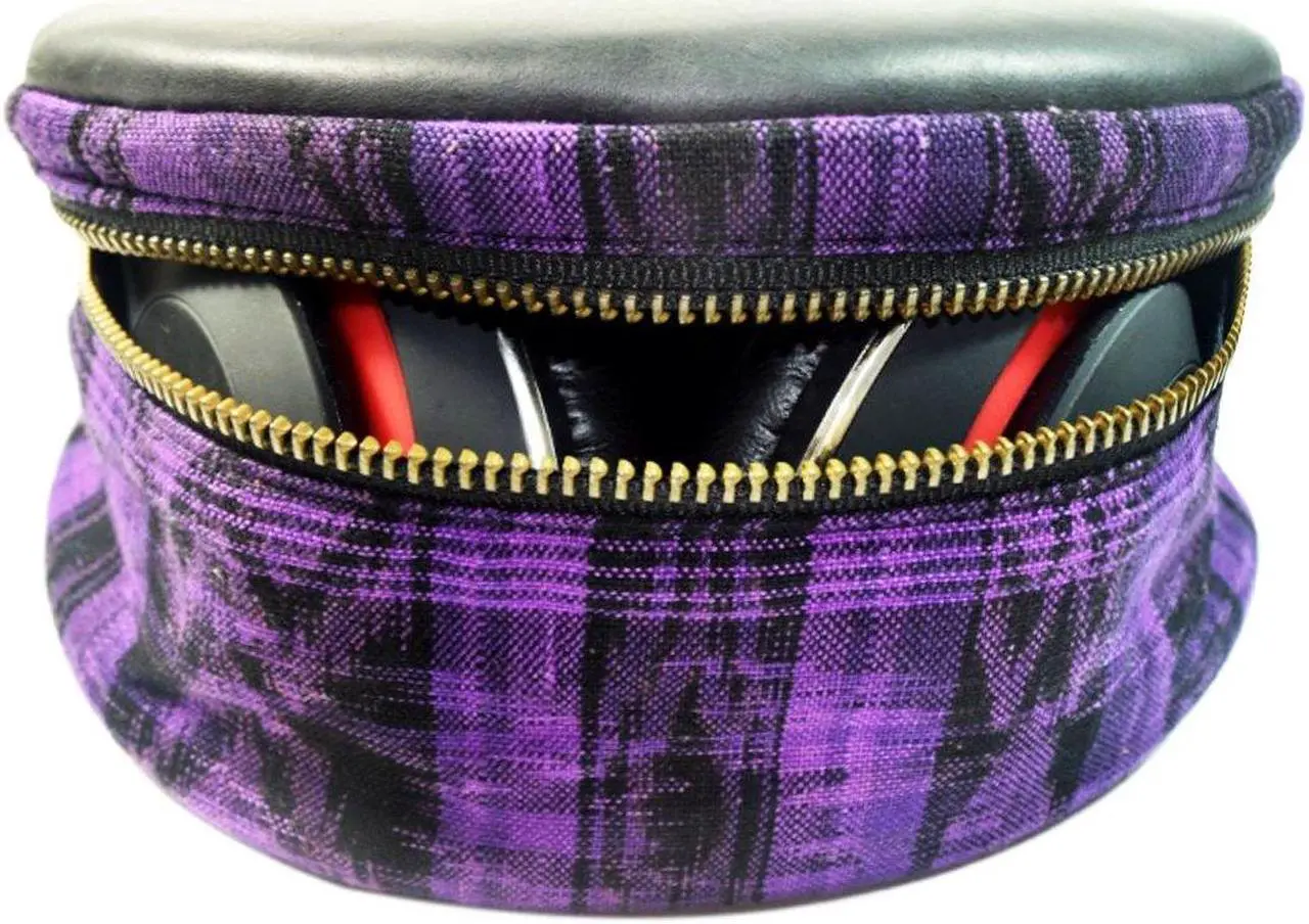 Alt view image 2 of 4 - Headphone Case by Santa Playa, Portable Carry Storage Bag in Native Típico Design w/Leather Accents Offering Protection & Style :: Tropical Orchid