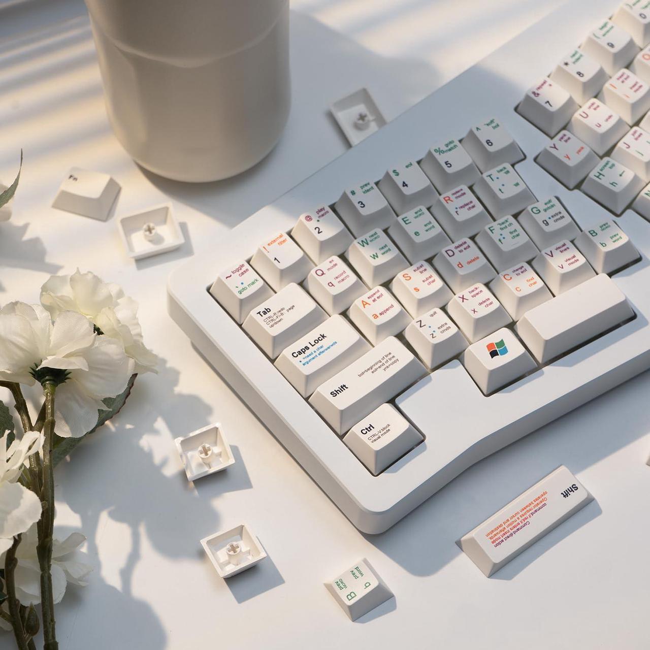 Alt view image 4 of 5 - 139 Keys Keycap White, PBT Keycaps Retro Keycaps, Multi-Colored Dye Sub Keycaps, Cherry Profile Keycaps for 61/64/68/75/84/87/96/980/100/104/108 ANSI/ISO Mechanical Keyboard