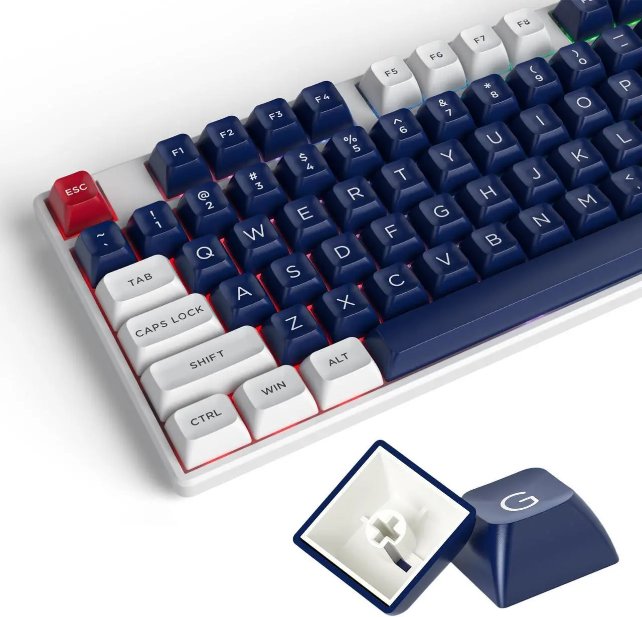 Main image of Owpkeenthy WHYSP 150 Keys Custom Keycaps ASA Profile Double-Shot ABS Keycaps Set Compatible or Cherry Gateron MX Switches Mechanical Keyboard(Abyss)