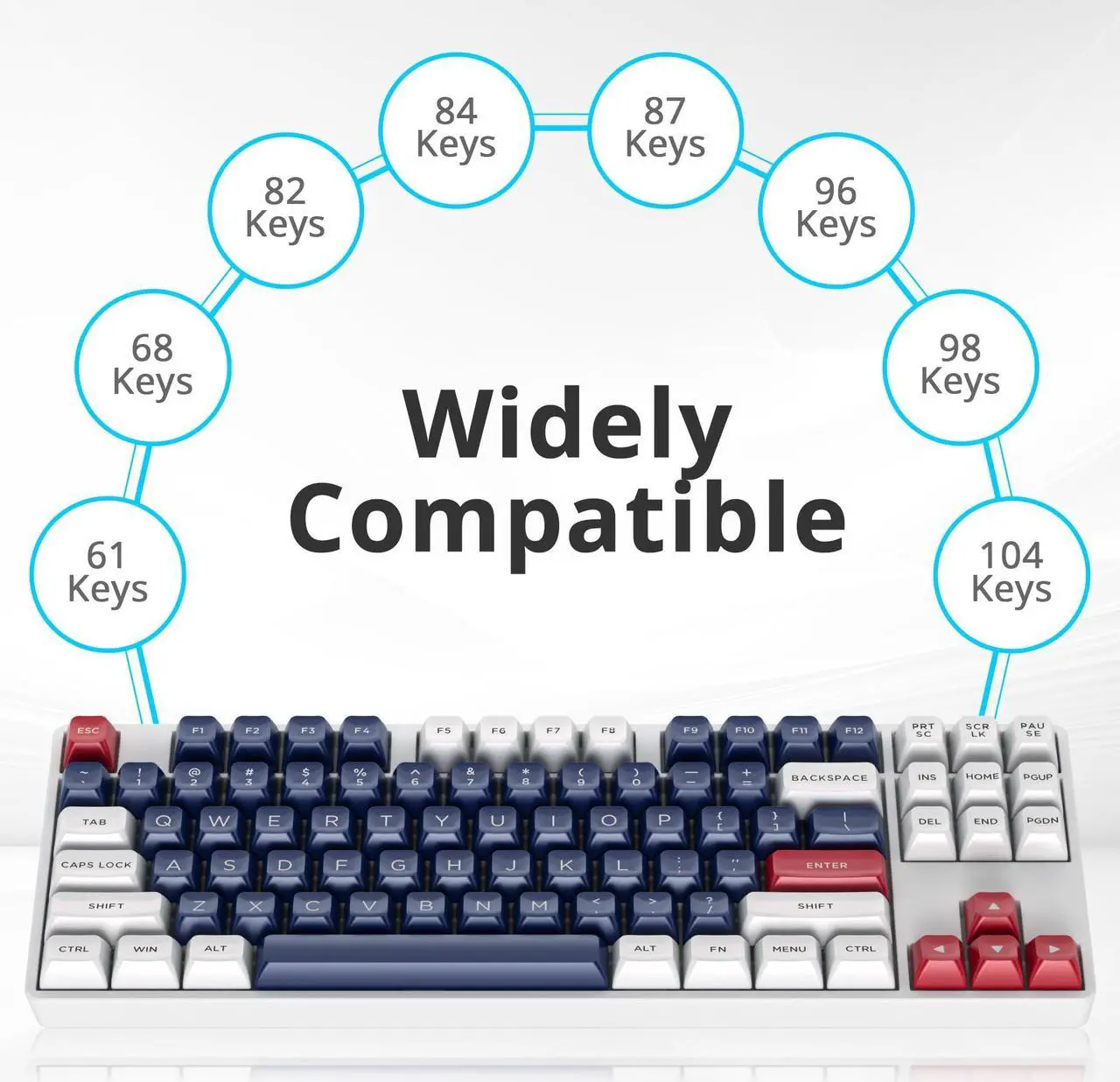 Alt view image 5 of 5 - Owpkeenthy WHYSP 150 Keys Custom Keycaps ASA Profile Double-Shot ABS Keycaps Set Compatible or Cherry Gateron MX Switches Mechanical Keyboard(Abyss)