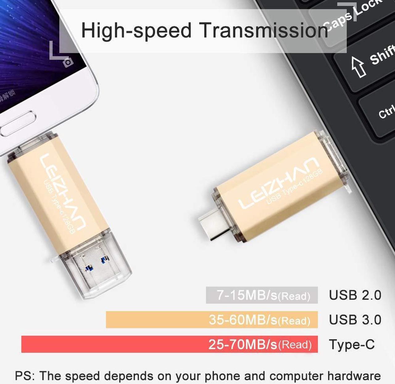 Alt view image 5 of 5 - leizhan USB C Flash Drive 128GB, Type-C USB Memory Stick for Samsung Galaxy S10+, S10e, S10,S9, Note 9, S8,Google Pixel XL Thumb Drive, with USB OTG Adapter Micro and Type-C USB to USB Converter