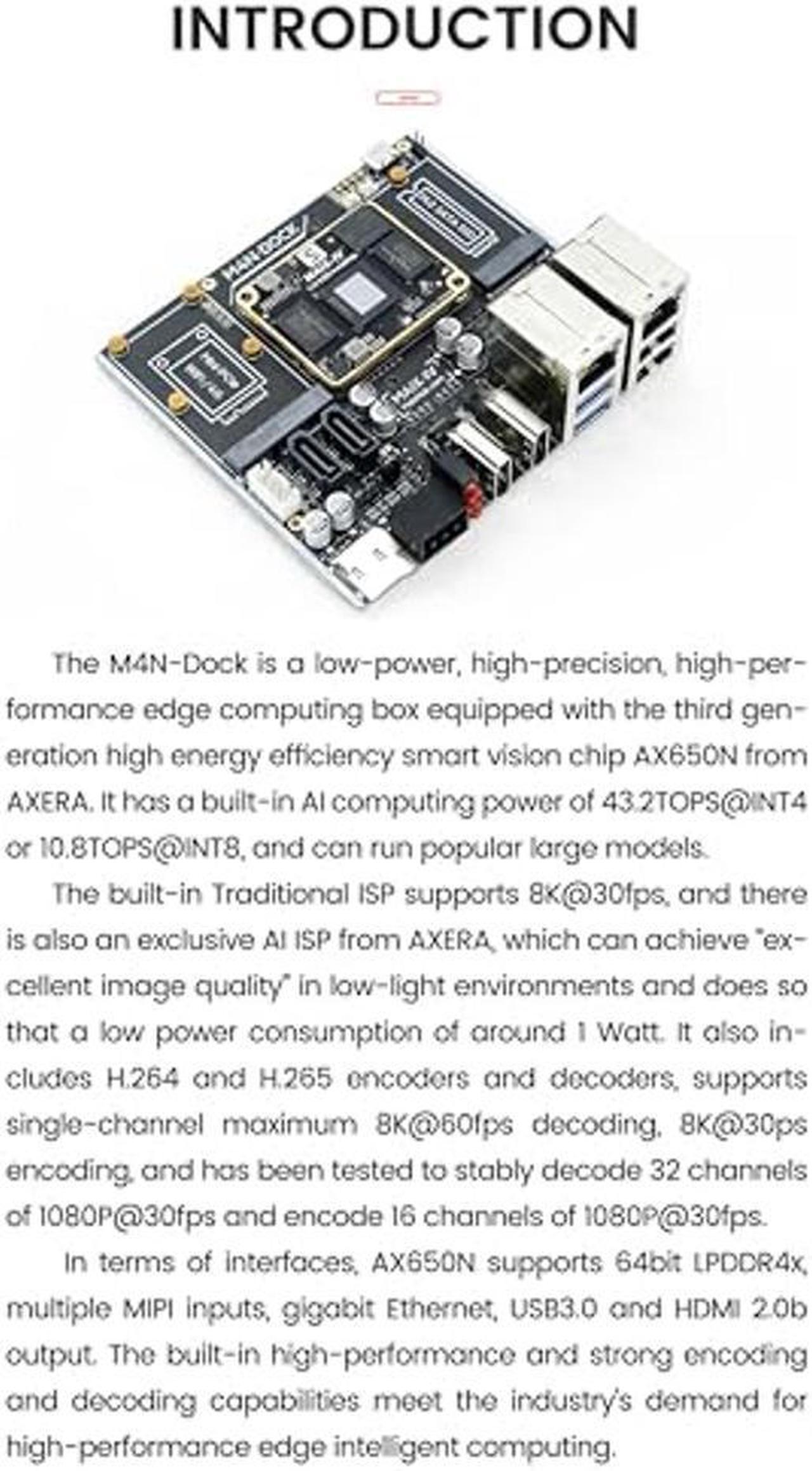 Alt view image 4 of 5 - Sipeed M4N-Dock 64bit LPDDR4X 8GB Linux Single Board Computer, AI Edge Computing NVR Developer Kit, onboard AX650N CPU 10.8TOPS NPU Gigabit Ethernet, Support 32-Channel 1080P Video Decoding