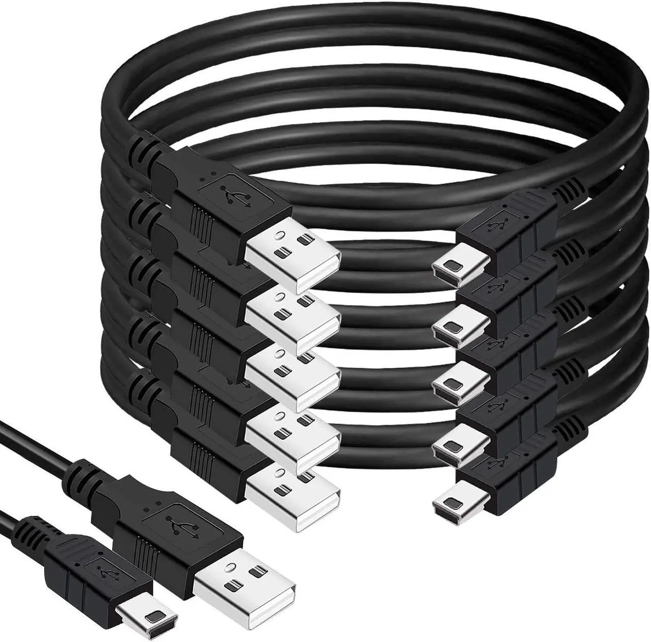 Main image of BRENDAZ (5-Pack 10ft. Mini USB to Mini B Data Cable  Mini B Cable with Ultimate Data Sync & Charging Quality Compatible with PS3, Dash Cam, Digital Cameras, PDA, Scanners, etc. (10-Feet), Black
