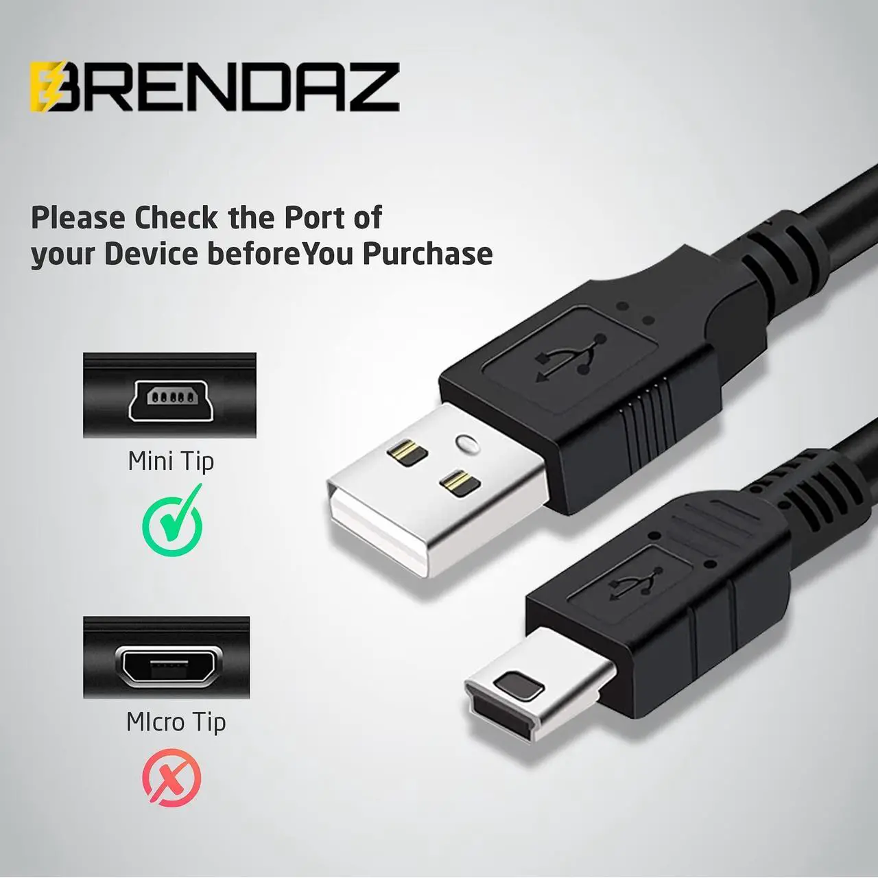 Alt view image 5 of 5 - BRENDAZ (5-Pack 10ft. Mini USB to Mini B Data Cable  Mini B Cable with Ultimate Data Sync & Charging Quality Compatible with PS3, Dash Cam, Digital Cameras, PDA, Scanners, etc. (10-Feet), Black