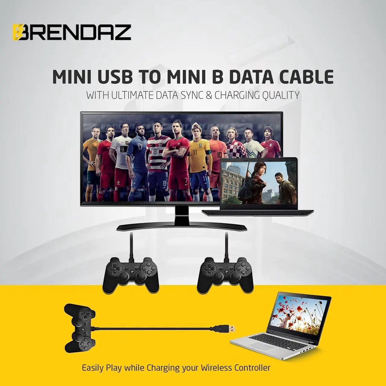 Alt view image 4 of 5 - BRENDAZ (5-Pack 10ft. Mini USB to Mini B Data Cable  Mini B Cable with Ultimate Data Sync & Charging Quality Compatible with PS3, Dash Cam, Digital Cameras, PDA, Scanners, etc. (10-Feet), Black