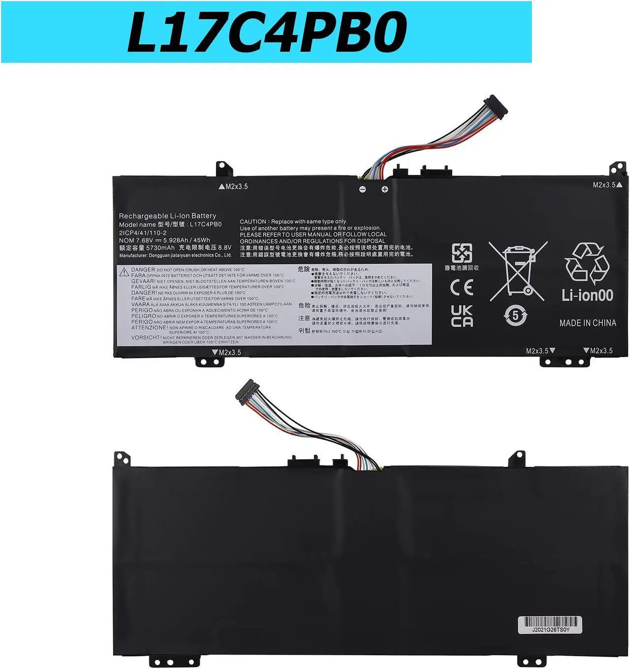 Alt view image 2 of 3 - Vvsialeek L17C4PB0 45Wh Laptop Battery Compatible with Lenovo Flex 6-14IKB 14ARR IdeaPad 530S-14ARR 530S-14IKB 530S-15IKB Series L17M4PB0 L17C4PB2 L17M4PB2 5B10Q16066 5B10Q16067