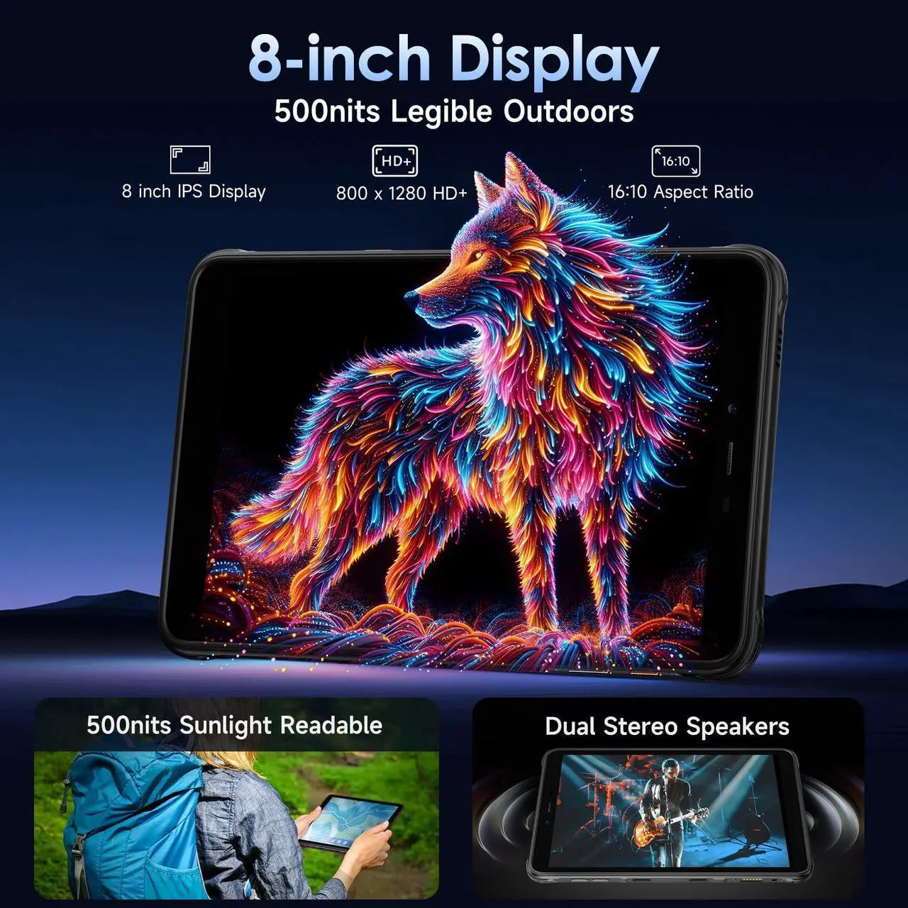 Alt view image 4 of 5 - Ulefone Armor Pad Pro 8" Rugged Tablet (16GB + 128GB), 48MP Rear Camera + 32MP Front Camera, 7650mAh Battery 18W Fast Charging Octa Core Android 13, 4G LTE 3-Card Slots IP68 Waterproof Tablet GPS NFC