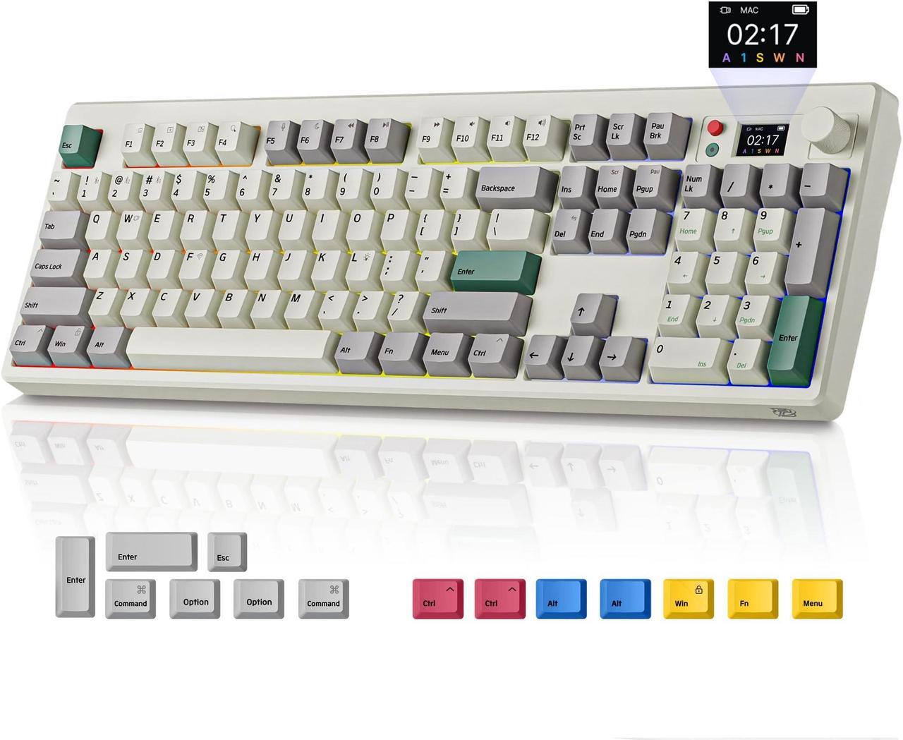 Main image of BOYI K104Pro Retro Mechanical Keyboard,Gasket Structure BT5.0/2.4G/Type-C 4000mAh RGB Gaming Keyboard,Linear Lubed Switches HotSwap NKRO Wireless Custom Keyboard with Screen Display&Knob for Win/Mac