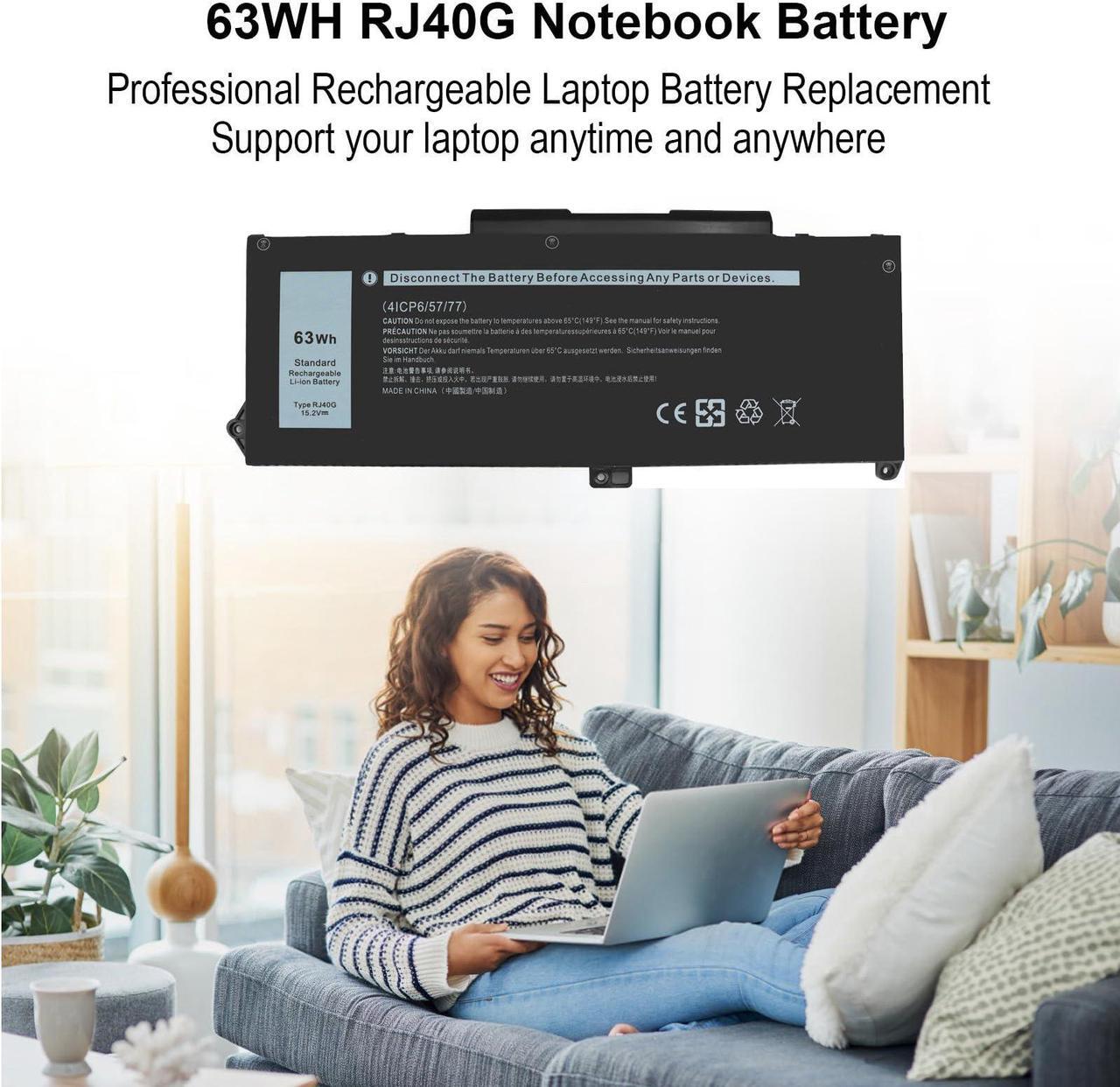 Alt view image 4 of 5 - 63WH RJ40G laptop Battery Compatible with Dell Latitude 14 5420 15 5520 Precision 15 3560 Series P137G P137G001 P104F P104F001 P104F002, Replacement for RJ4OG 01K2CF 075X16 WY9DX 0WK3F1 0M3KCN 005R42