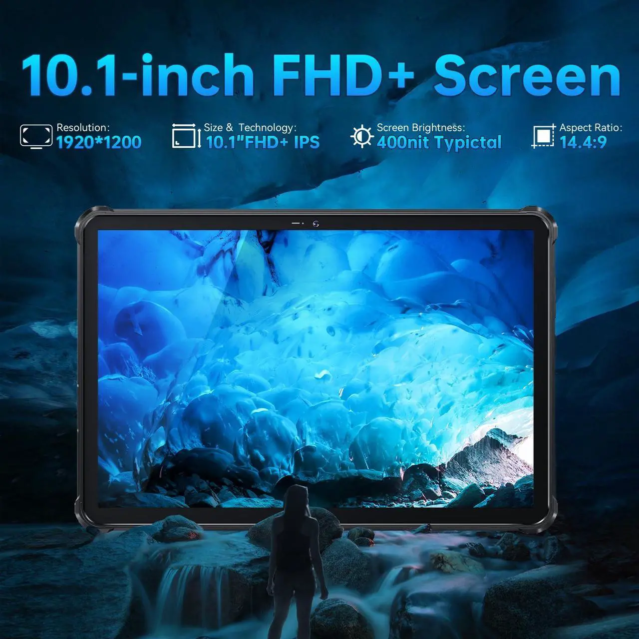 Alt view image 4 of 5 - OUKITEL RT7 Rugged Tablet 5G, 32000mAh Battery Waterproof Tablet, 33W Fast Charging, 24GB+256GB, 10.1" FHD+, 48MP+20MP Night Vision Camera Tablets PC Android 13, Dual SIM/5G WiFi/GPS/NFC, T-Mobile