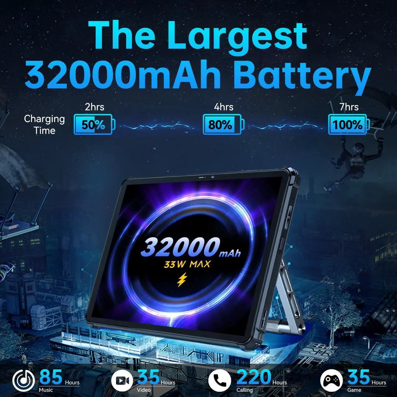 Alt view image 3 of 5 - OUKITEL RT7 Rugged Tablet 5G, 32000mAh Battery Waterproof Tablet, 33W Fast Charging, 24GB+256GB, 10.1" FHD+, 48MP+20MP Night Vision Camera Tablets PC Android 13, Dual SIM/5G WiFi/GPS/NFC, T-Mobile