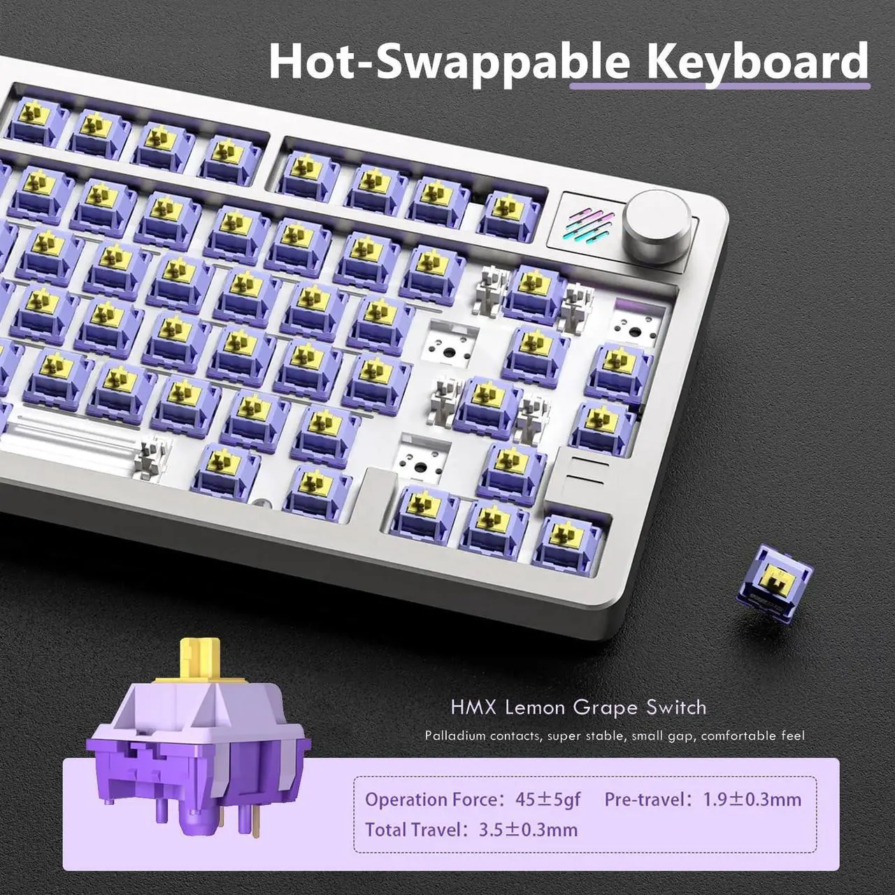 Alt view image 3 of 5 - SUEHIODHY FURYCUBE F75 Mechanical Keyboard, 75% Aluminum Keyboard VIA-programmable Custom Hot Swappable,Gasket Structure,RGB Backlit Gaming Keyboard for PC/Tablet/PS