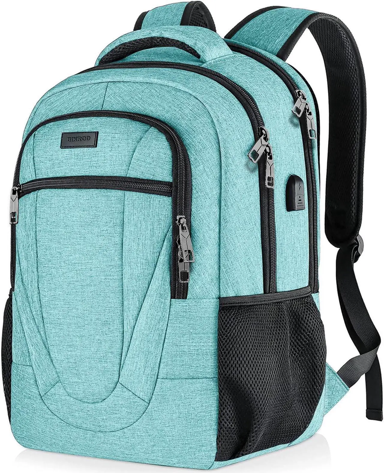 Main image of BIKROD Teal Backpack for Women and Men, Extra Large School Backpacks for Teens, Water Resistant Back Pack with USB Charging Port Fits 17 Inch Laptop, Business Anti Theft Durable Computer Bag Gifts