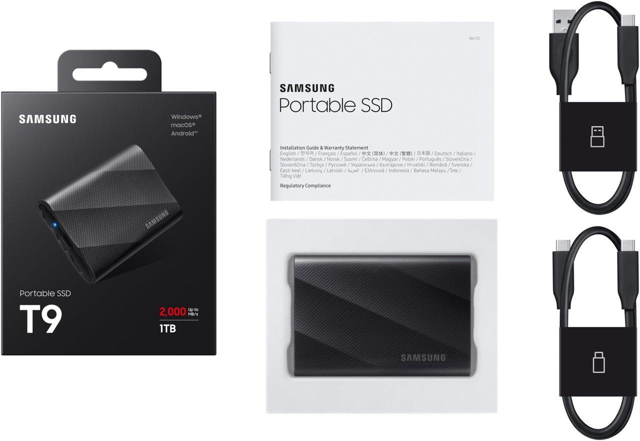 Alt view image 4 of 5 - SAMSUNG T9 Portable SSD 1TB, USB 3.2 Gen 2x2 External Solid State Drive, Seq. Read Speeds Up to 2,000MB/s for Gaming, Students and Professionals, MU-PG1T0B/AM, Black