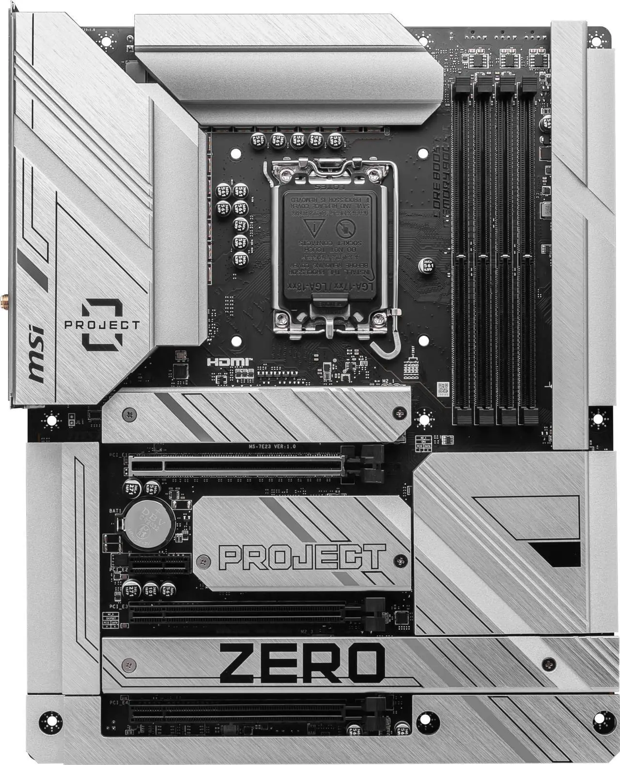 Alt view image 2 of 5 - MSI Z790 Project Zero Gaming Motherboard (Support 14th/13th/12th Gen Intel Processors, LGA 1700, DDR5, PCIe 5.0, M.2 Slots, 2.5Gbps LAN, USB 3.2 Gen2, HDMI/DP, Wi-Fi 7, Bluetooth 5.4, ATX)