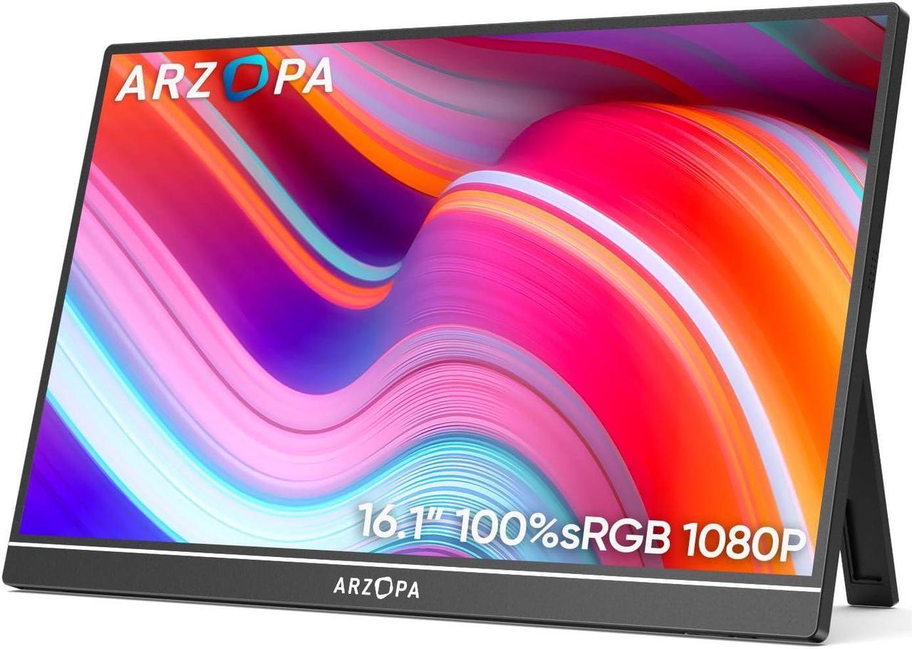 Alt view image 2 of 5 - ARZOPA 16.1" Portable Monitor with Built-in Stand and 65W 3 Ports USB Fast Charger Bundle