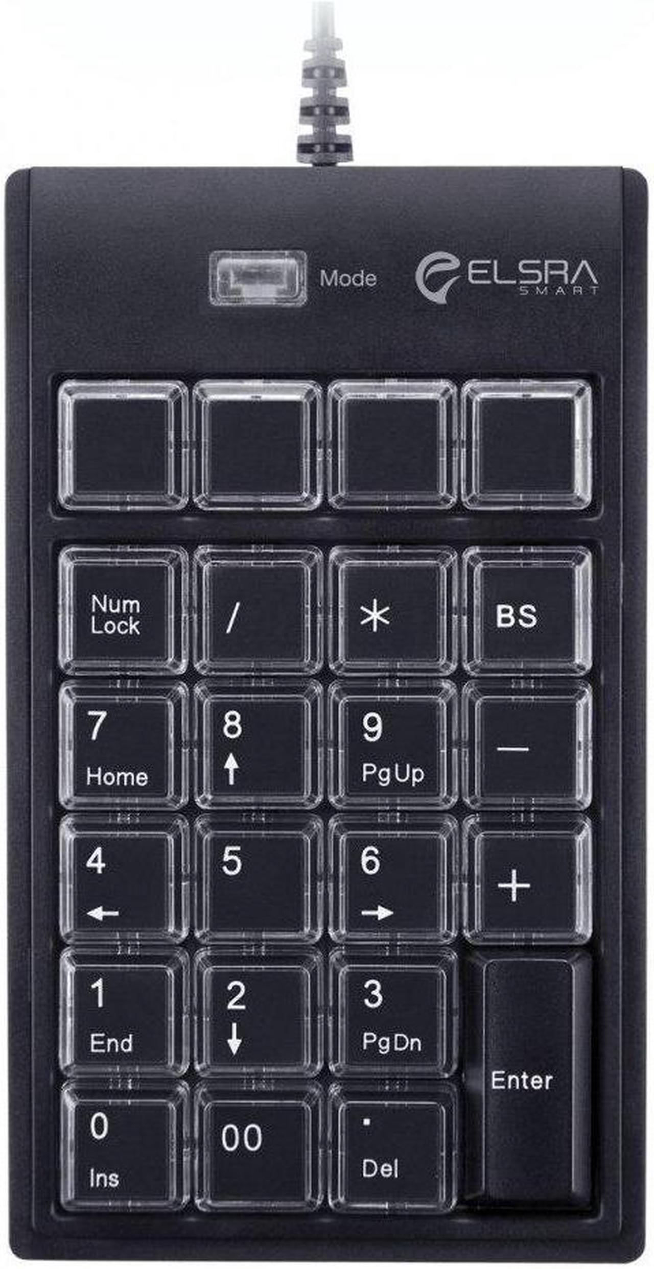 Main image of ELSRA USB Wired Programming Numeric Keypad ControlPad Black PK-2068(23 Key, 2-Level programmable, 2 USB Hub) for Windows