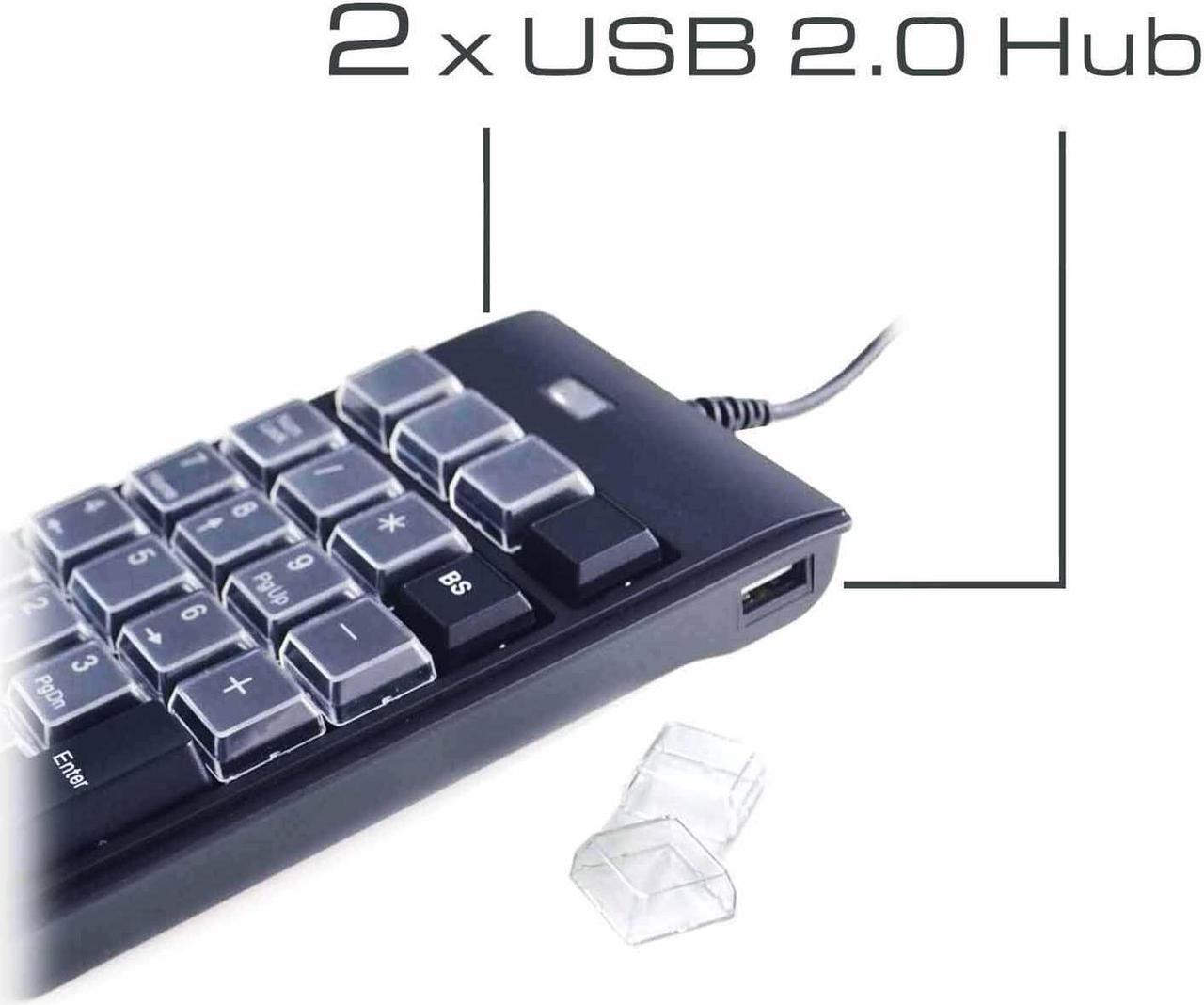 Alt view image 2 of 5 - ELSRA USB Wired Programming Numeric Keypad ControlPad Black PK-2068(23 Key, 2-Level programmable, 2 USB Hub) for Windows