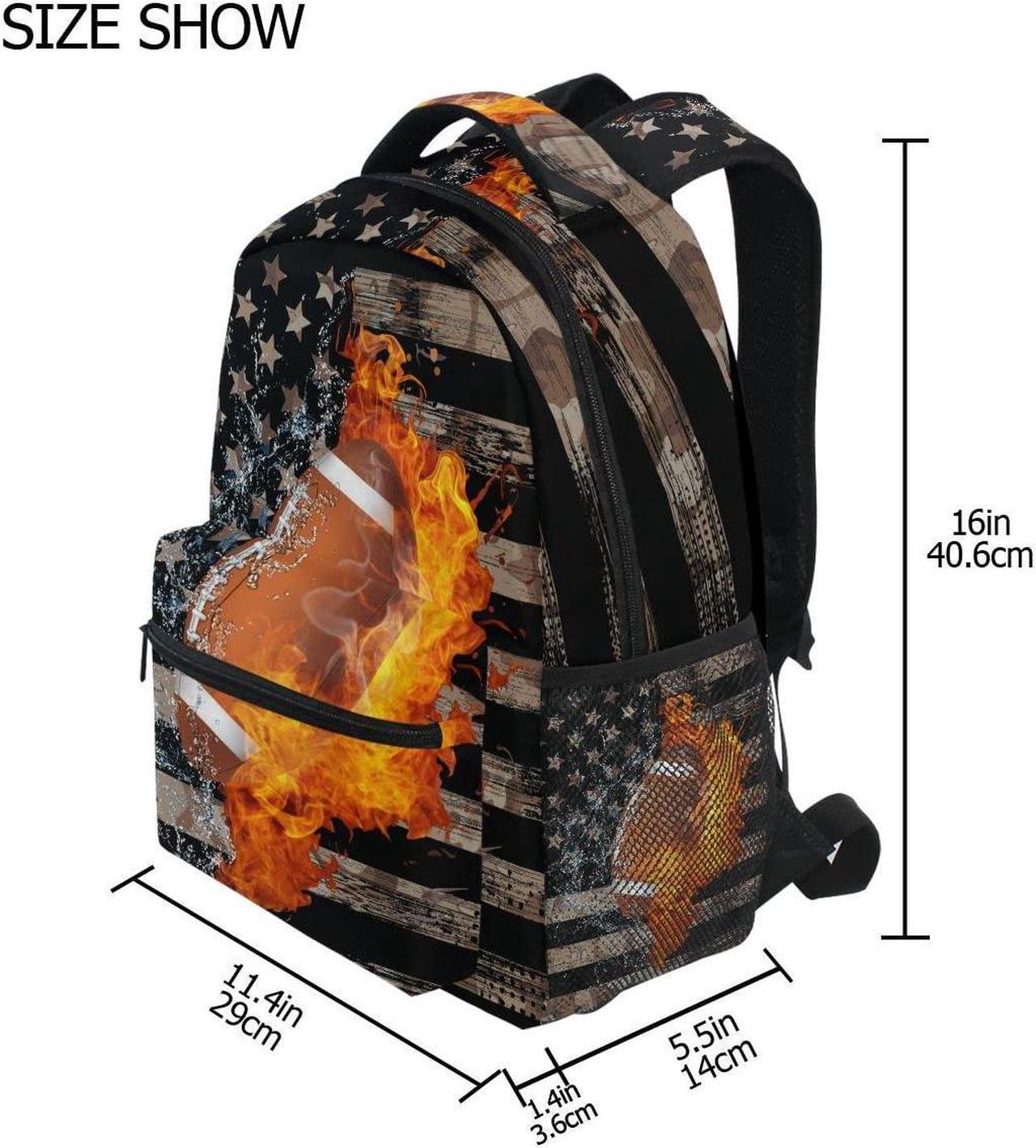 Alt view image 2 of 5 - Fisyme Football American Flag Backpack Laptop Bag Daypack Travel Hiking School Backpacks for Men Women Kids Girls Boys