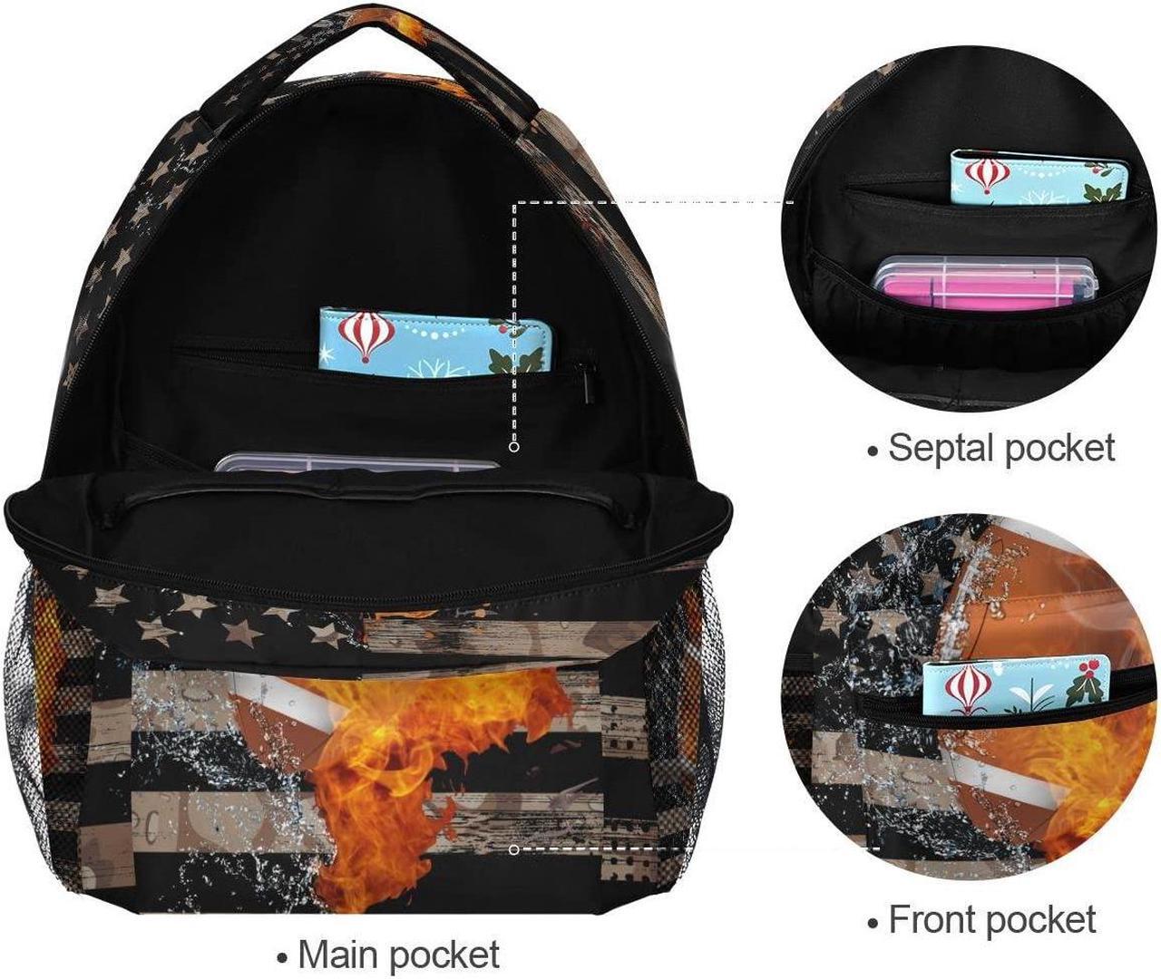 Alt view image 3 of 5 - Fisyme Football American Flag Backpack Laptop Bag Daypack Travel Hiking School Backpacks for Men Women Kids Girls Boys