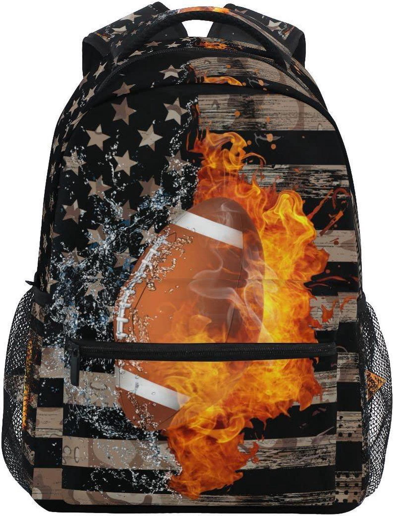 Main image of Fisyme Football American Flag Backpack Laptop Bag Daypack Travel Hiking School Backpacks for Men Women Kids Girls Boys