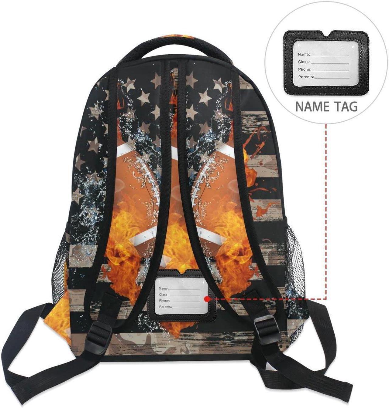 Alt view image 4 of 5 - Fisyme Football American Flag Backpack Laptop Bag Daypack Travel Hiking School Backpacks for Men Women Kids Girls Boys
