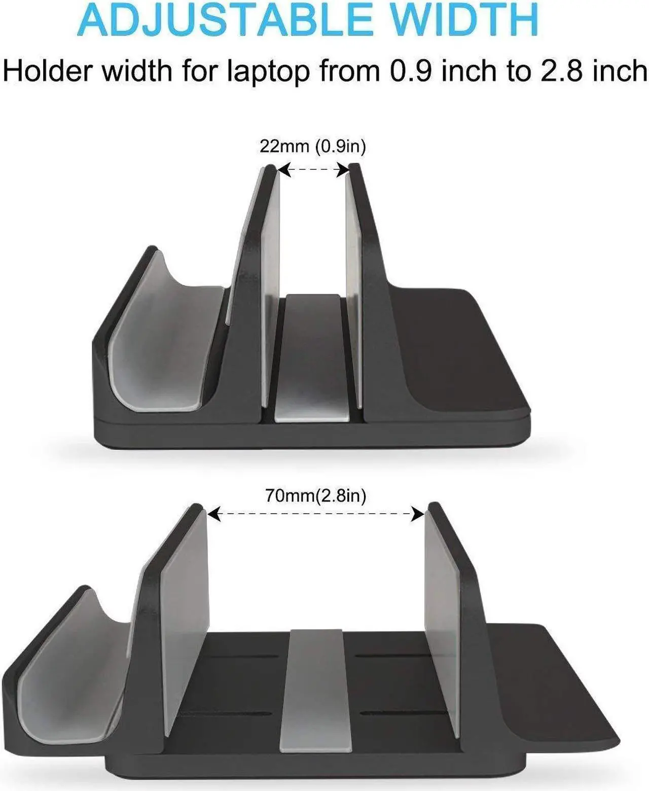Alt view image 4 of 5 - JARLINK 2 Pack Vertical Laptop Stands Bundle, Desktop Stand Adjustable Laptop Holder (up to 17.3 inches) Compatible with MacBook Pro/Air, Microsoft Surface, Lenovo