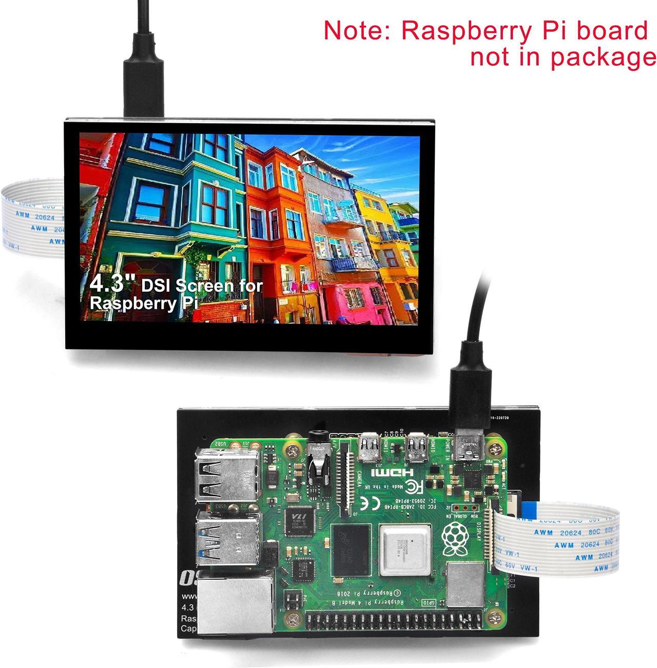 Alt view image 3 of 5 - OSOYOO 4.3 inch IPS LCD Capacitive Touc Screen Display 800x480 DSI Interface for Raspberry Pi 4 3 2 Model B B+ A+