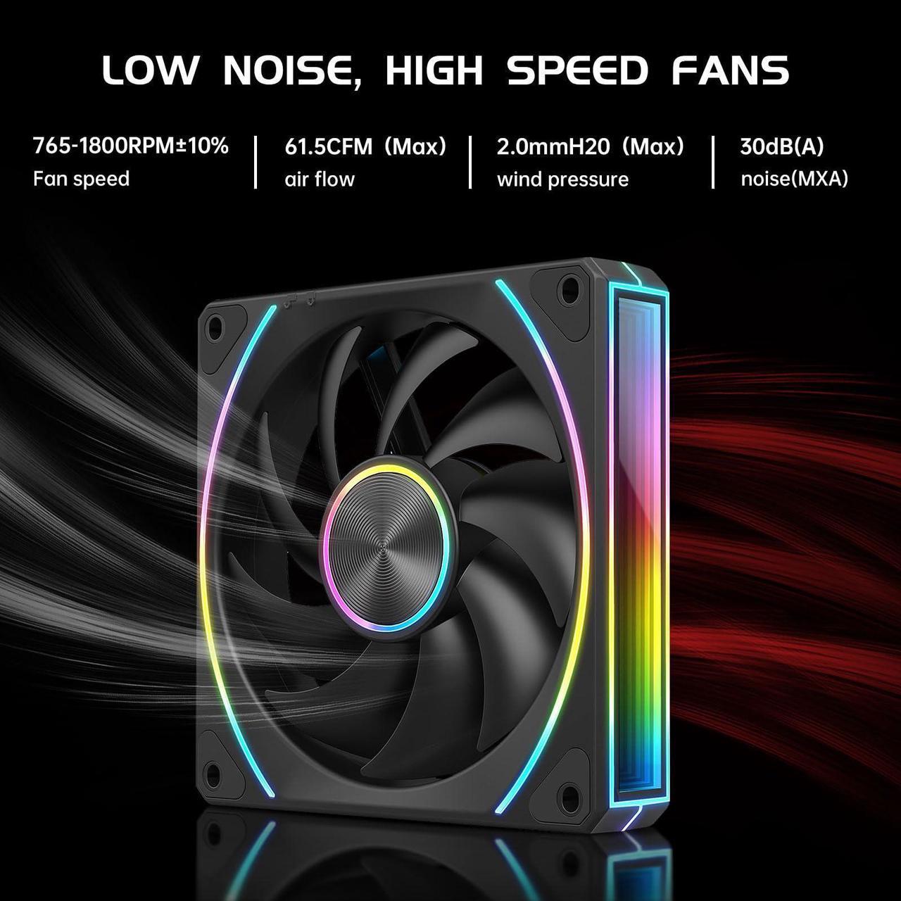 Alt view image 2 of 5 - EY120PRO UNI Fan,Triple Pack 120mm Daisy Chain Pc Fans, Forward 120mm Case Fan Suitable for Computer Case & CPU Cooler.