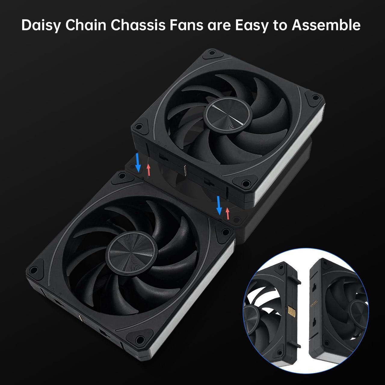 Alt view image 5 of 5 - EY120PRO UNI Fan,Triple Pack 120mm Daisy Chain Pc Fans, Forward 120mm Case Fan Suitable for Computer Case & CPU Cooler.