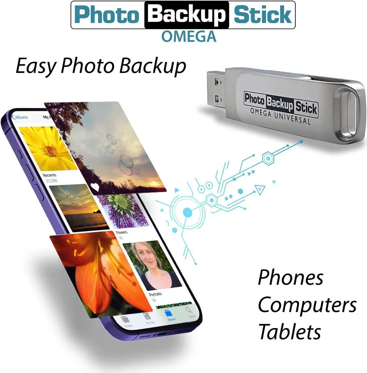 Alt view image 3 of 5 - Photo Backup Stick Omega Universal Picture and Video Backup for Any Device - iPhone, Android, Computer, Tablets (512GB)
