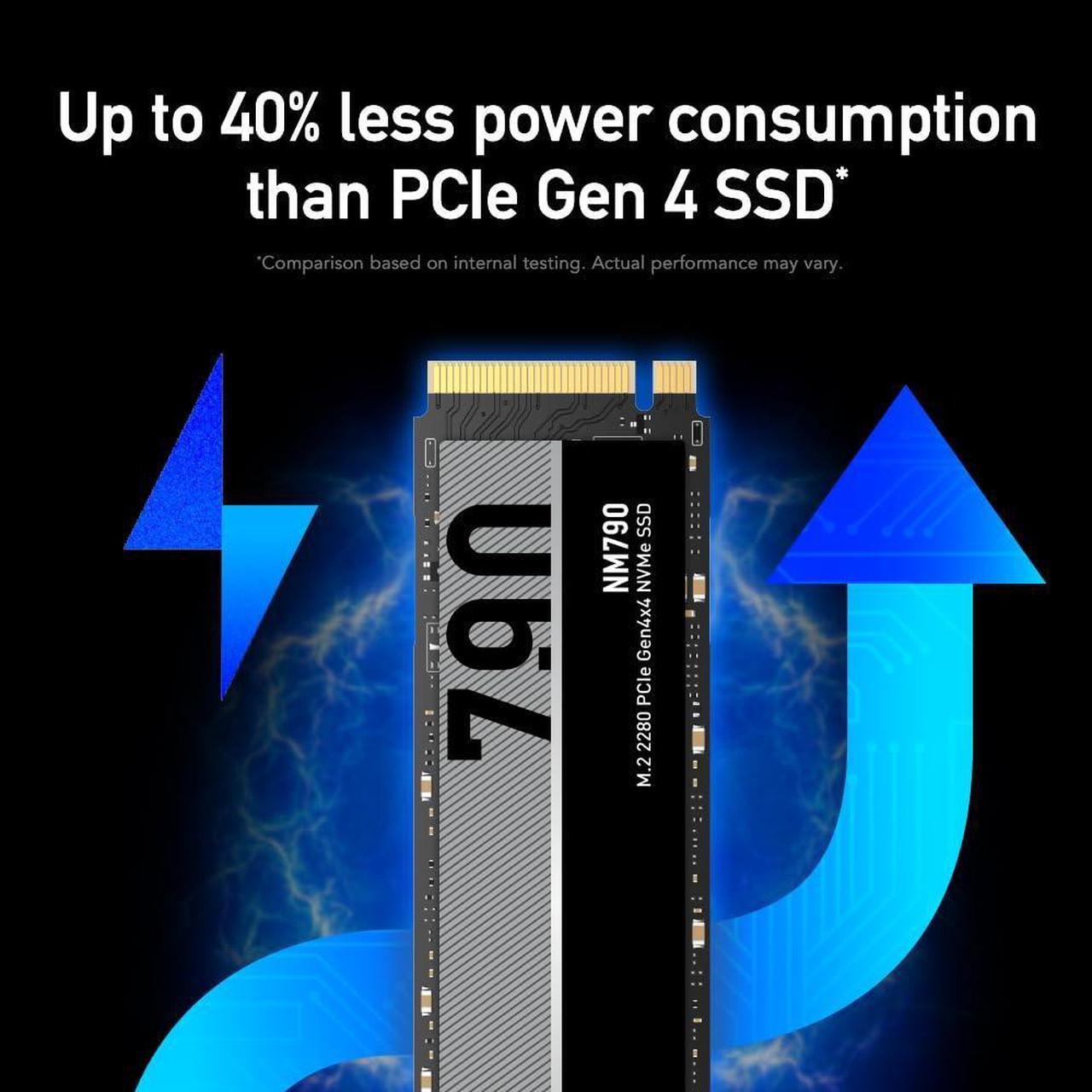 Alt view image 4 of 5 - Lexar 1TB NM790 SSD PCIe Gen4 NVMe M.2 2280 Internal Solid State Drive, Up to 7400/6500 MB/s Read/Write, Compatible with PS5, for Gamers and Creators, Black (LNM790X001T-RNNNU)